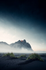Poster Zwart La Corne de l'Ouest bergtop  © Thomas