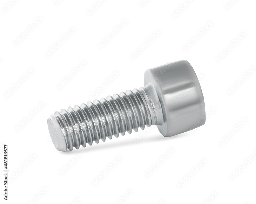 One metal socket bolt isolated on white
