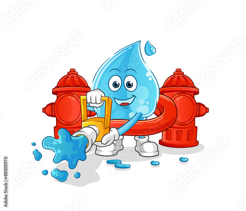 water drop firefighter vector. cartoon character