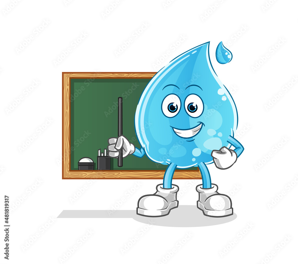 water drop teacher vector. cartoon character water drop teacher vector. cartoon character