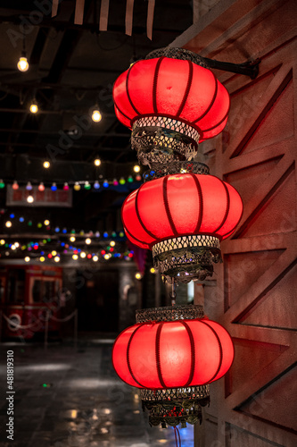 red lantern in chinese temple