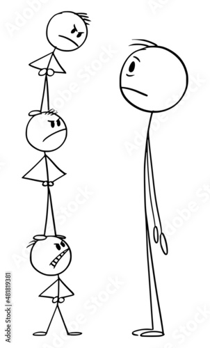 Adult Person and Child Problem or Communication, Vector Cartoon Stick Figure Illustration