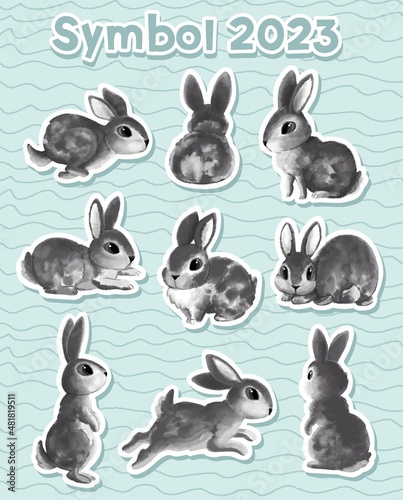 Black water rabbit, symbol of new 2023 year by Chinese calendar