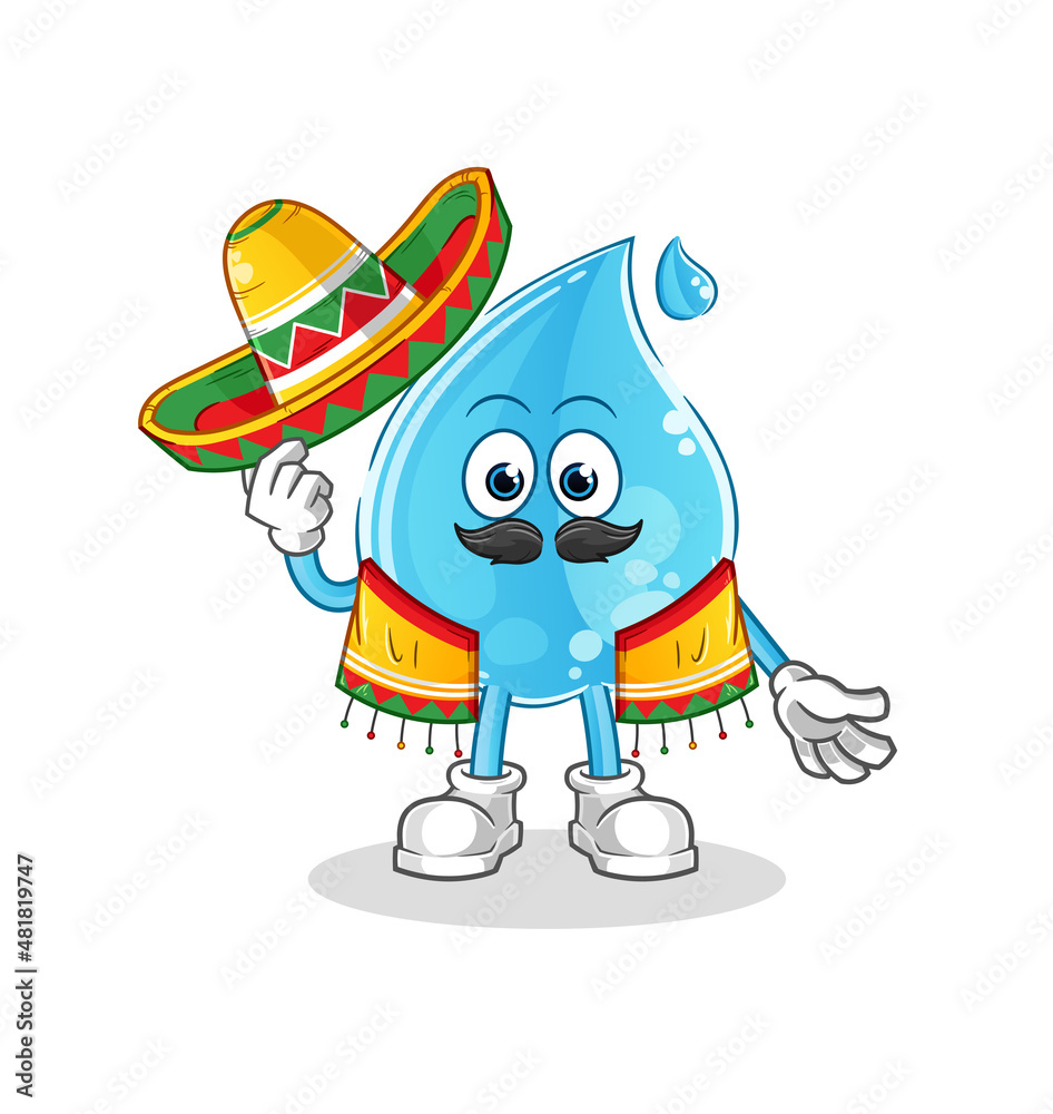 water drop Mexican culture and flag. cartoon mascot vector
