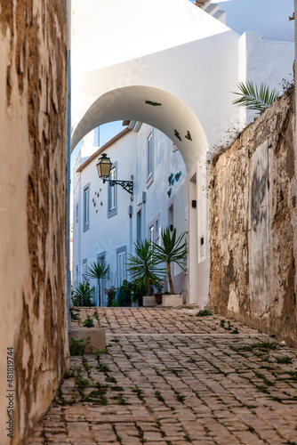 street in the historic center of Albufeira in the Algarve  Portugal.