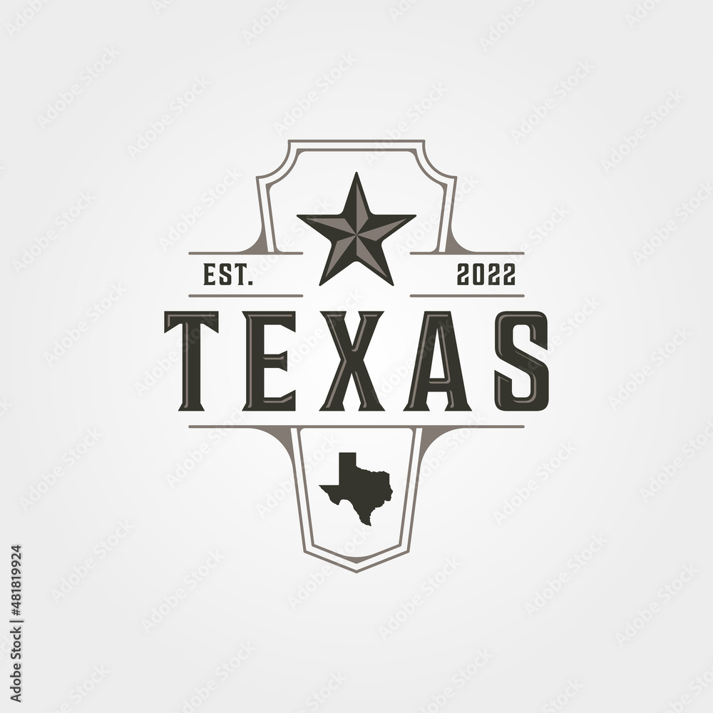 texas stars and map logo vintage symbol illustration design Stock ...