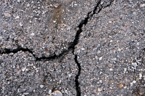 Cracks in the asphalt road.