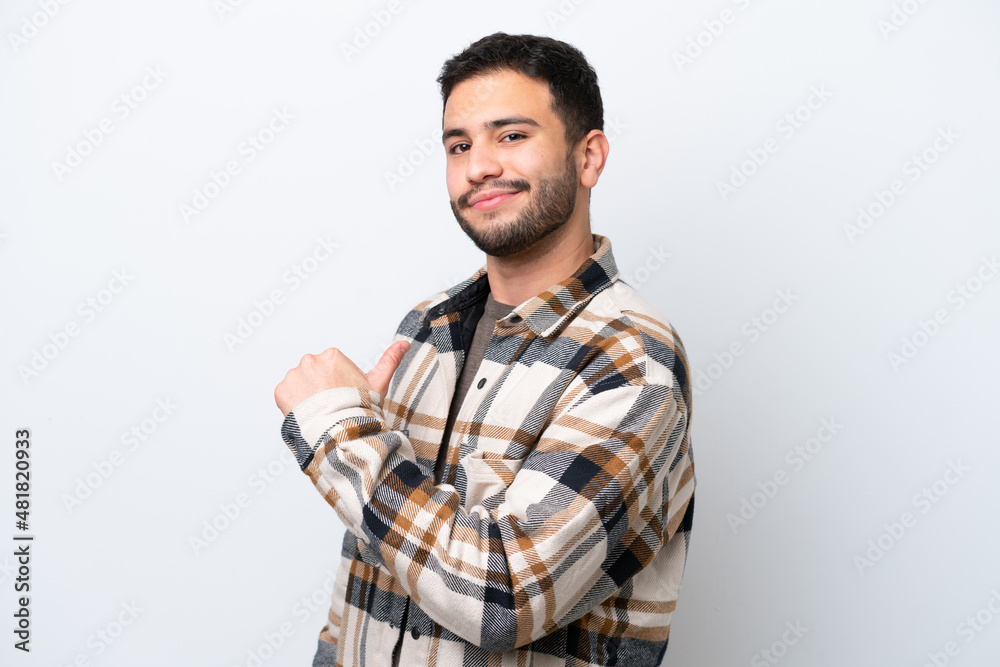 Young Brazilian man isolated on white background proud and self-satisfied Young Brazilian man isolated on white background proud and self-satisfied