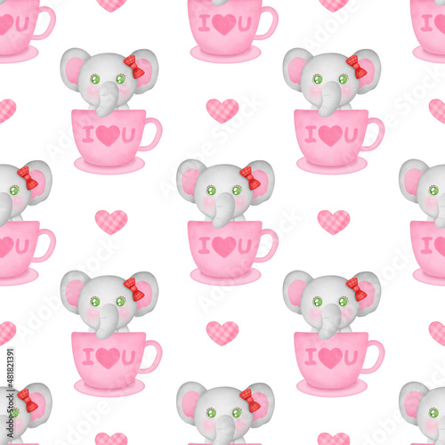 Photography Watercolor cute zoo animals seamless pattern.