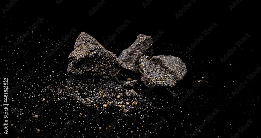 Macro Close up image of raw material Platinum and Chrome Ore rock isolated Macro Close up image of raw material Platinum and Chrome Ore rock isolated