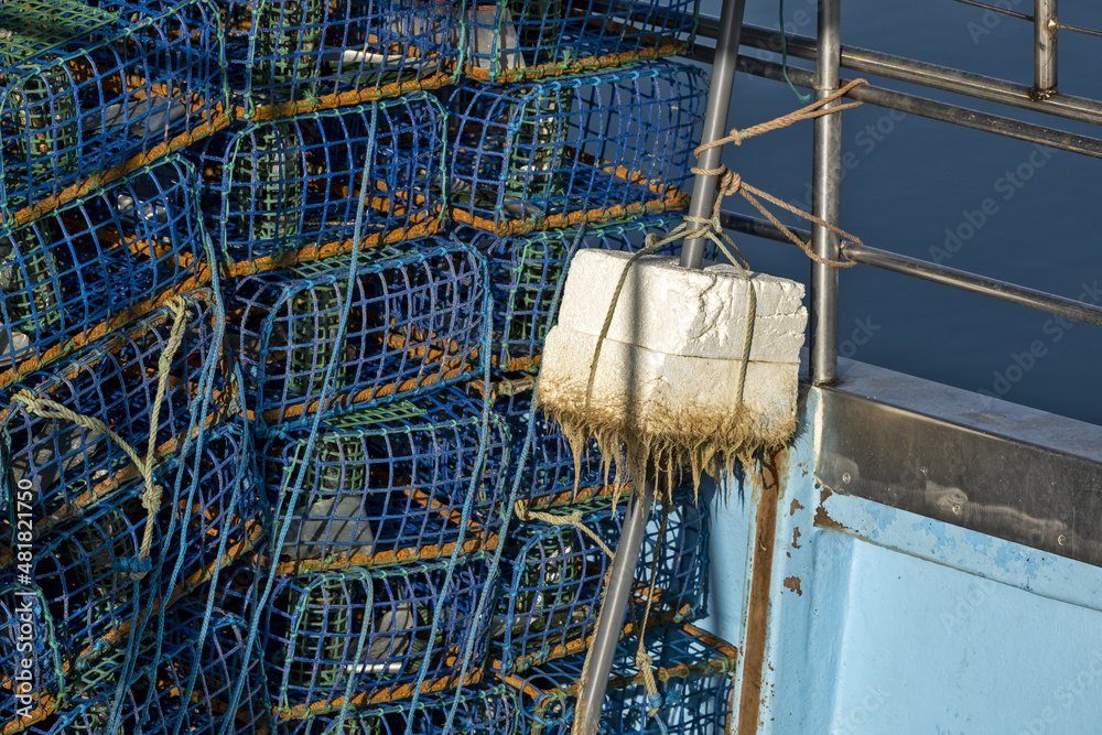 lobster trap on a fishing boat in Portimao, algarve, portugal