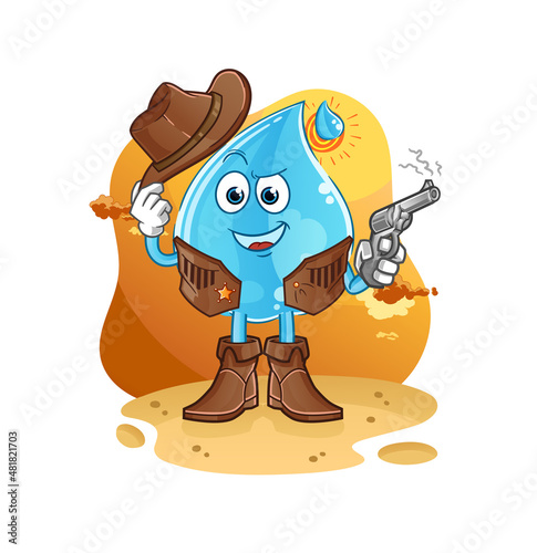 water drop cowboy with gun character vector