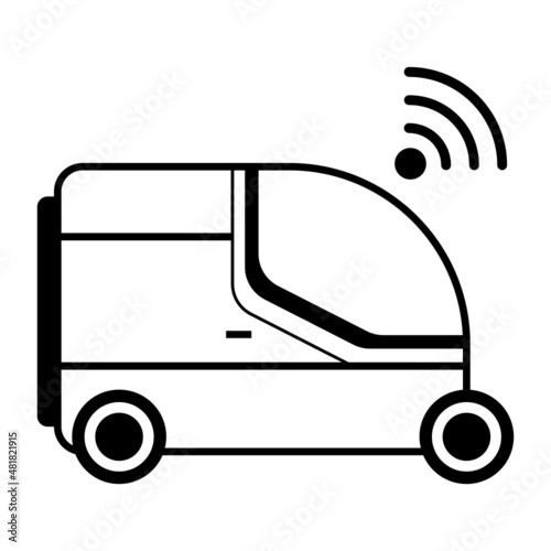 Lorry without a steering Concept , One person POD car Vector Icon Design, Future transportation Symbol, Driverless Greener Transport innovation Sign, Autonomous aerial vehicle Stock Illustration