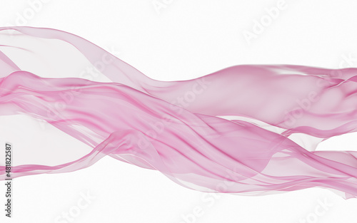 Pink silk clothes flying with white background, 3d rendering.