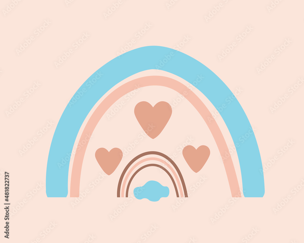 Cute childish illustrations with abstract full color rainbow, Doodle vector stock illustration with Striped arc isolated Cute childish illustrations with abstract full color rainbow, Doodle vector stock illustration with Striped arc isolated