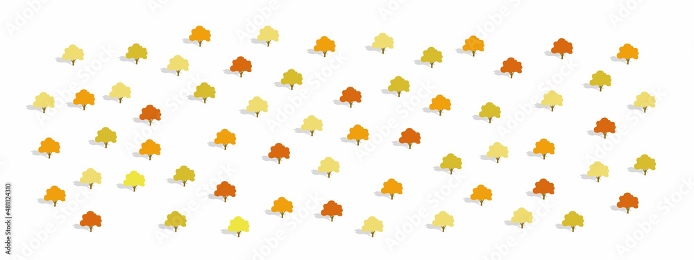 Obraz premium Set of trees in different colors. Simple background decoration with trees. Vector illustration.