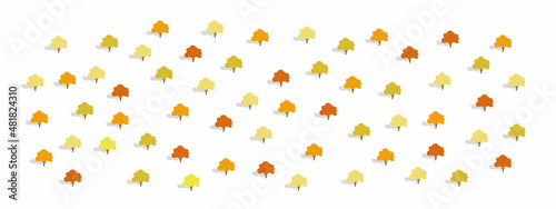 Set of trees in different colors. Simple background decoration with trees. Vector illustration.
