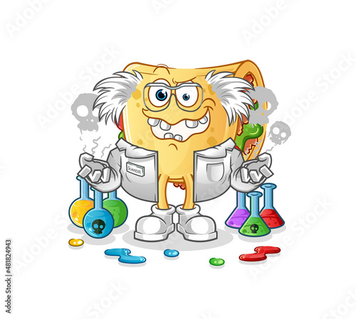 taco mad scientist illustration. character vector