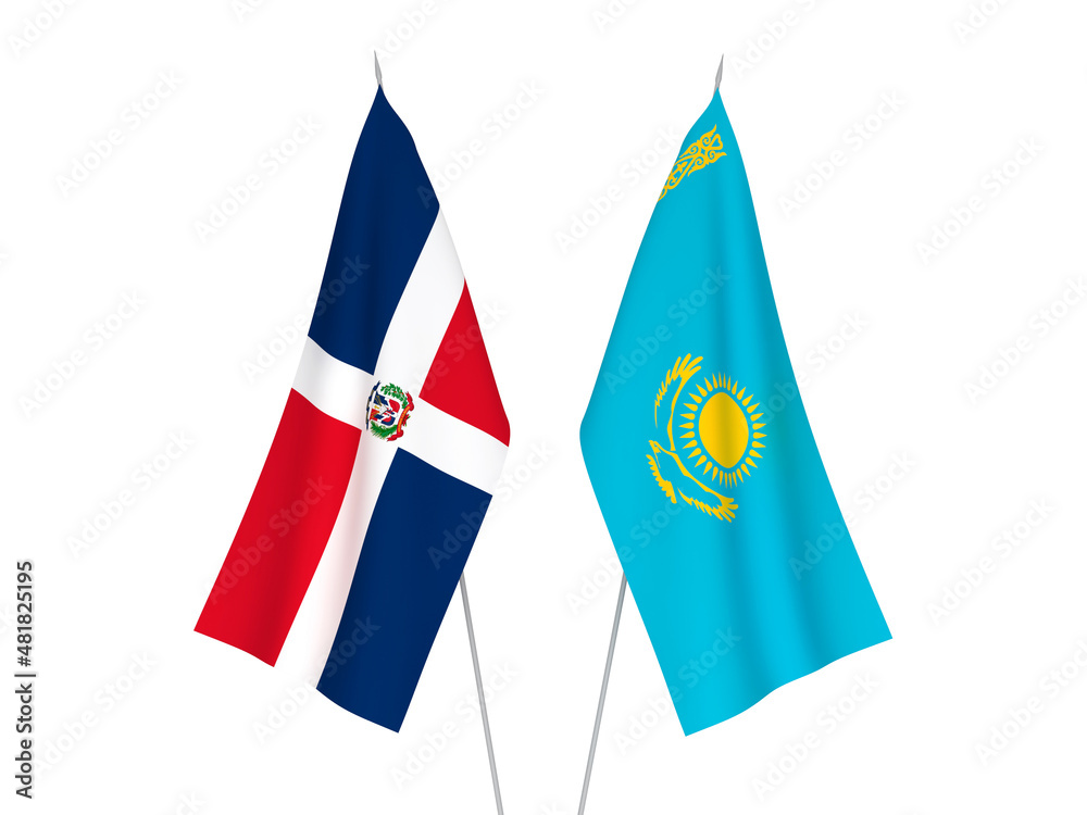 Kazakhstan and Dominican Republic flags Kazakhstan and Dominican Republic flags