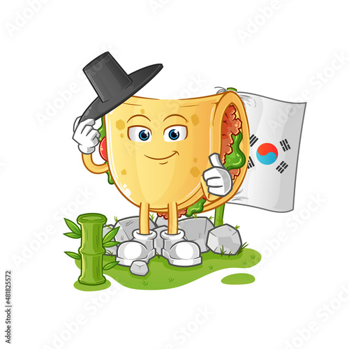 taco korean character. cartoon mascot vector