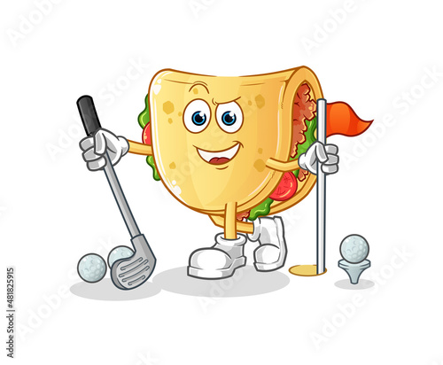 taco playing golf vector. cartoon character