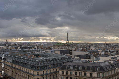Photography Paris rooftops with Eiffel tower in distance