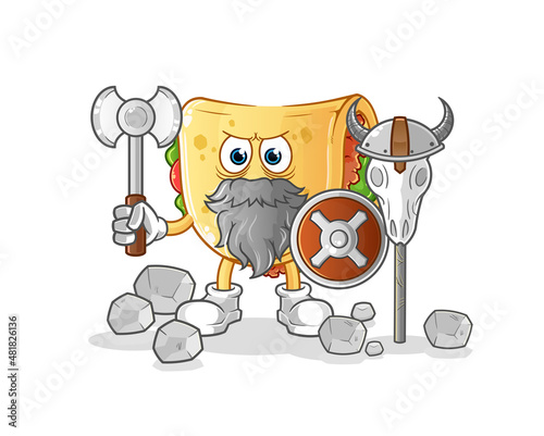 taco viking with an ax illustration. character vector