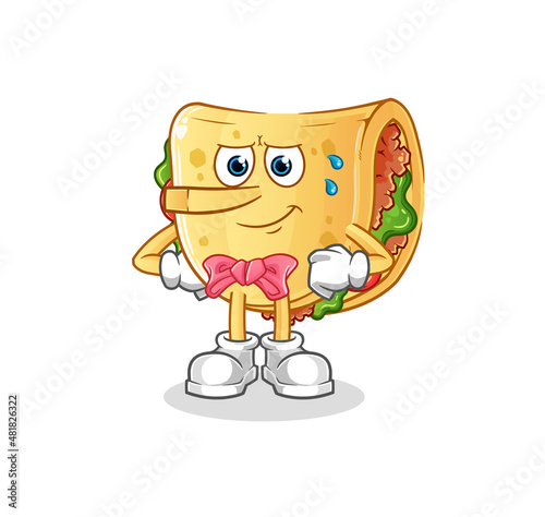 taco lie like Pinocchio character. cartoon mascot vector