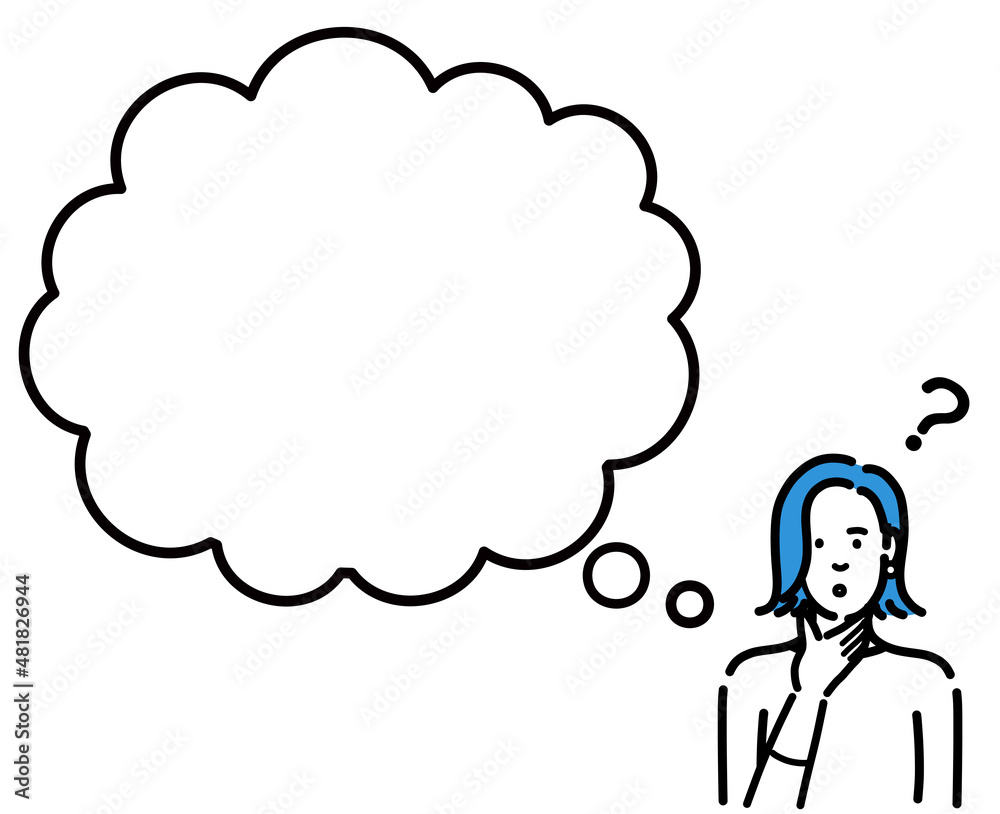 吹き出し 考えている若い女性 吹き出し 考えている若い女性