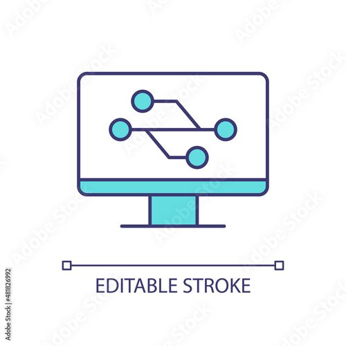Operation system update RGB color icon. Checkup software versions. Protect sensitive information online. Isolated vector illustration. Simple filled line drawing. Editable stroke. Arial font used