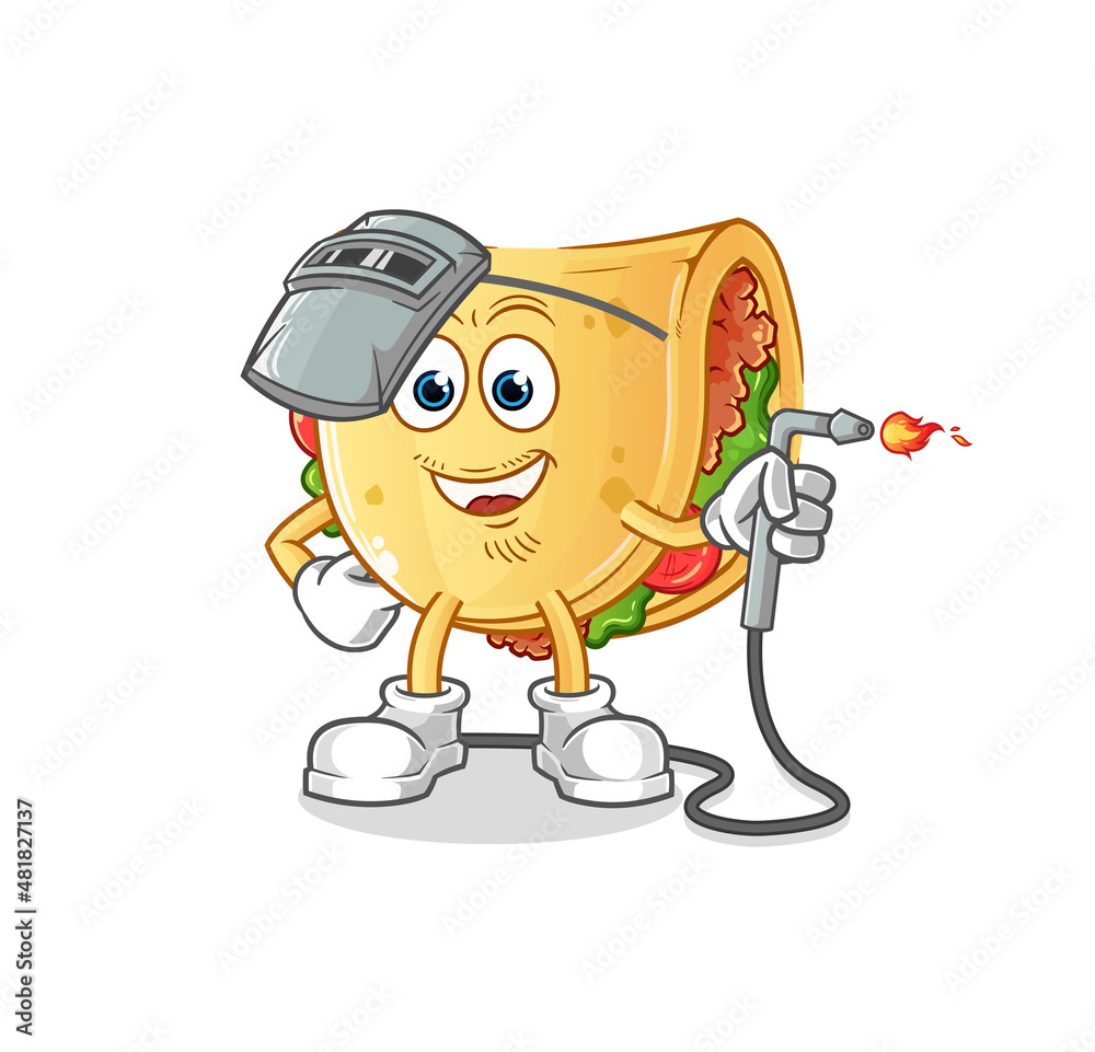 taco welder mascot. cartoon vector
