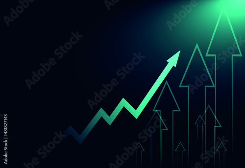 vector banner with arrows of different sizes. flat image of moving forward arrows on dark background. vector illustration, eps 10.