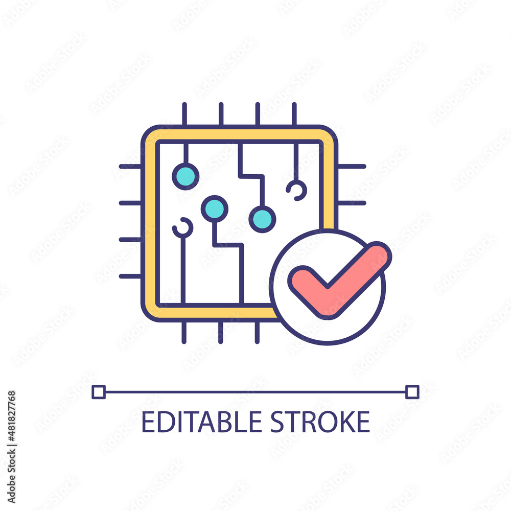 Fototapeta premium Patching software to protect data RGB color icon. Digital safety technology. Protect sensitive information. Isolated vector illustration. Simple filled line drawing. Editable stroke. Arial font used