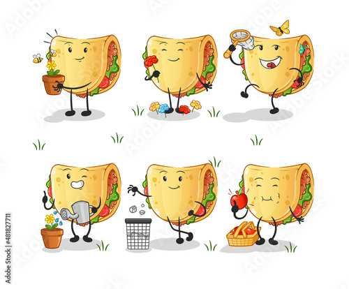 taco save the earth group. cartoon mascot