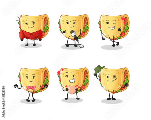 taco korean culture group character. mascot vector
