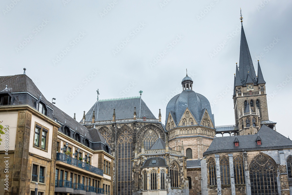 Aachen Germany Cathedral dramatic clouded sky