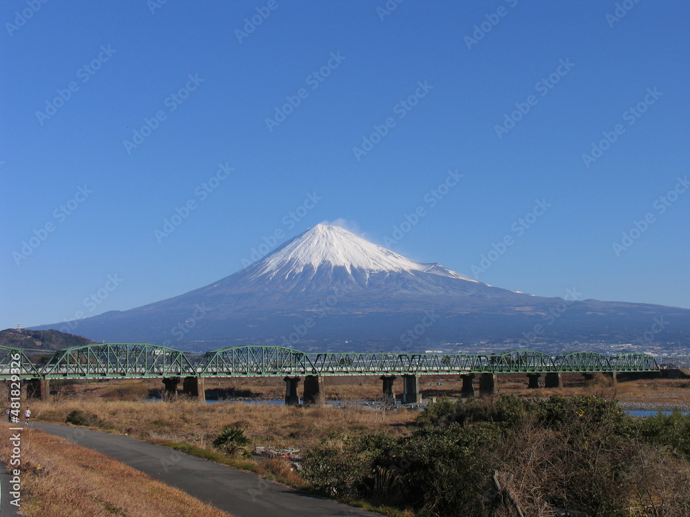 富士山と河川敷