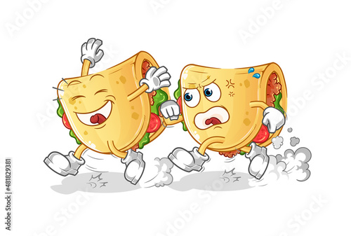 taco play chase cartoon. cartoon mascot vector