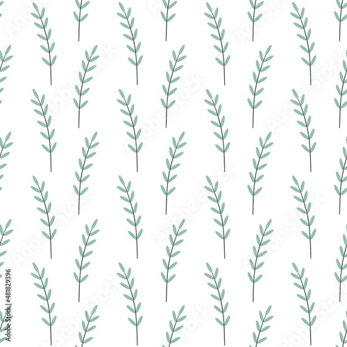 lovely flower pattern - cute green plant leaves on a white background
