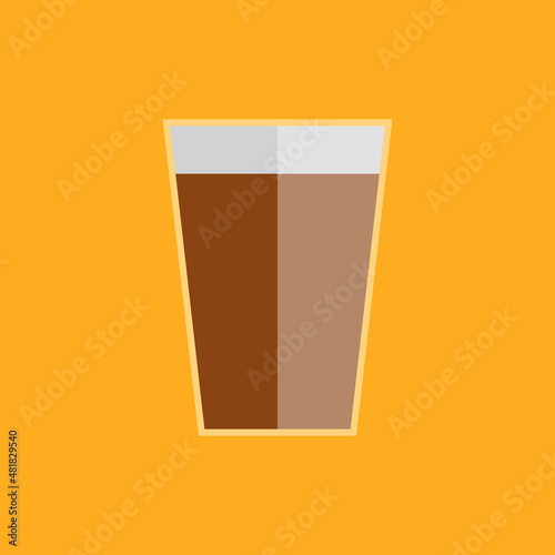chocolate in glass flat design vector illustration