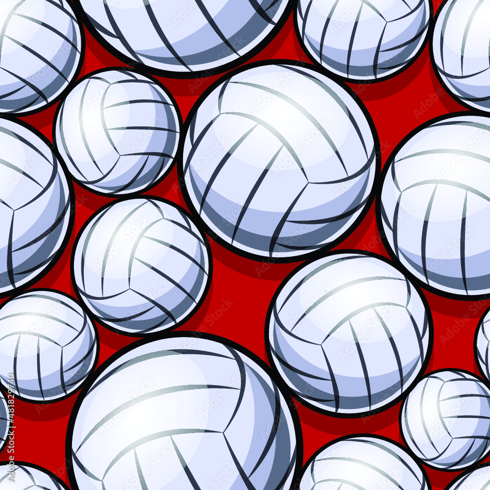 Seamless pattern with volleyball ball symbol. Vector illustration