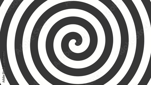 Black and white rotating and looping hypnosis spiral photo