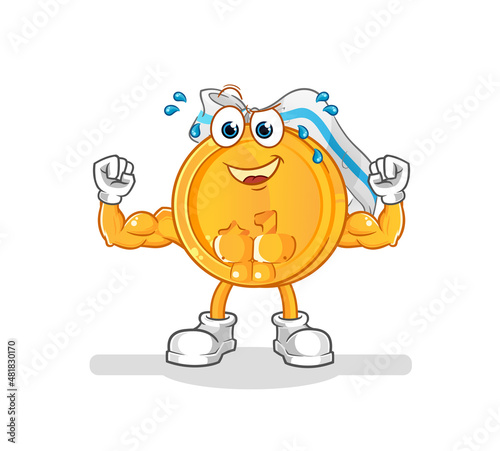 medal muscular cartoon. cartoon mascot vector