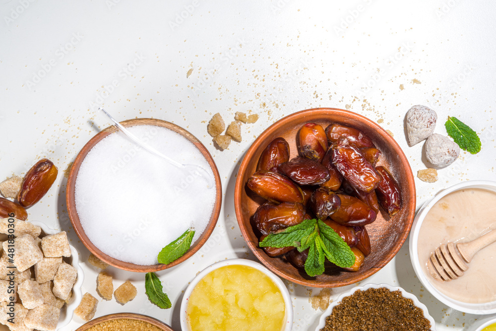 Foto Stock Various healthy diet replacement for sugar, natural organic