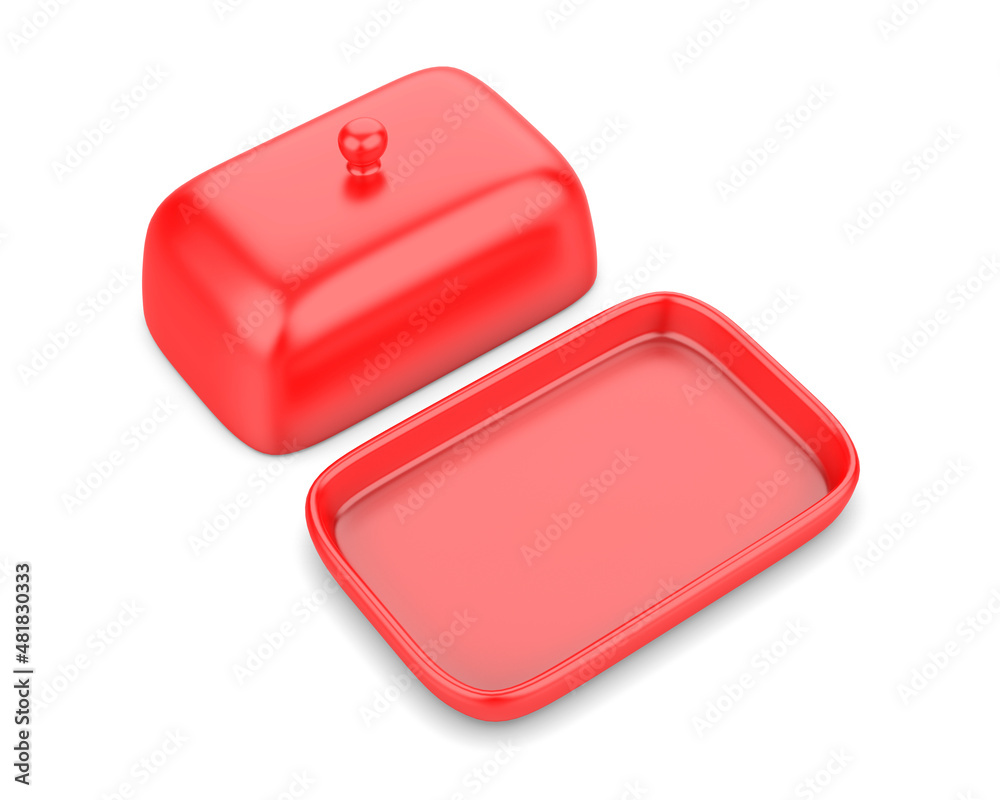 Blank Butter Keeper Container Plate With Lid Template, 3e render illustration. Blank Butter Keeper Container Plate With Lid Template, 3e render illustration.