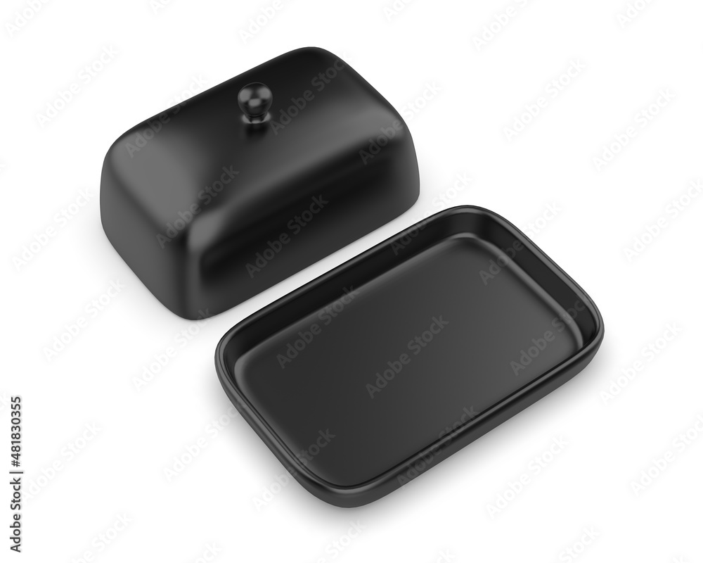 Blank Butter Keeper Container Plate With Lid Template, 3e render illustration. Blank Butter Keeper Container Plate With Lid Template, 3e render illustration.