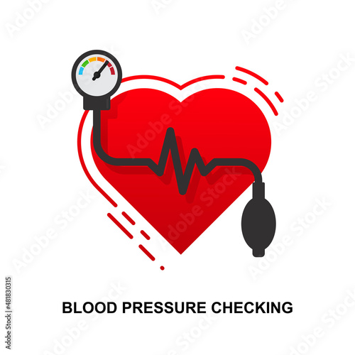 Blood pressure checking icon isolated on white background vector illustration.