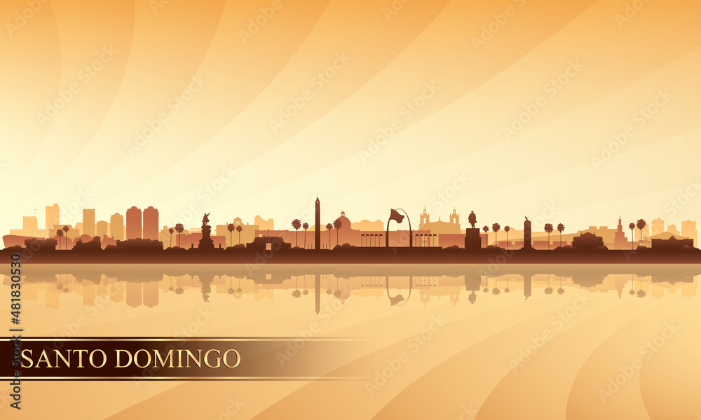 Santo Domingo city skyline silhouette background