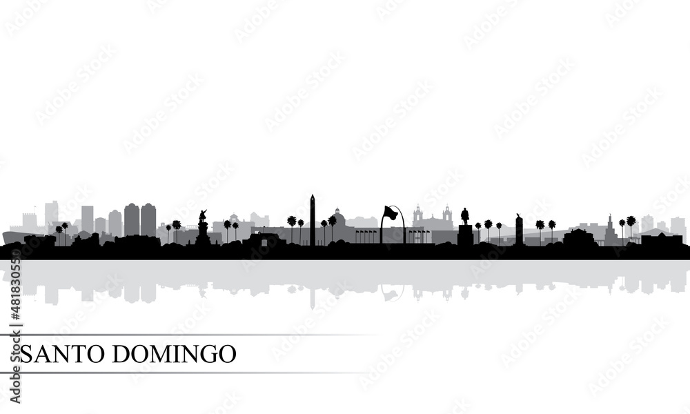 Santo Domingo city skyline silhouette background