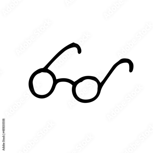 vector drawing in doodle style. glasses. simple round glasses illustration